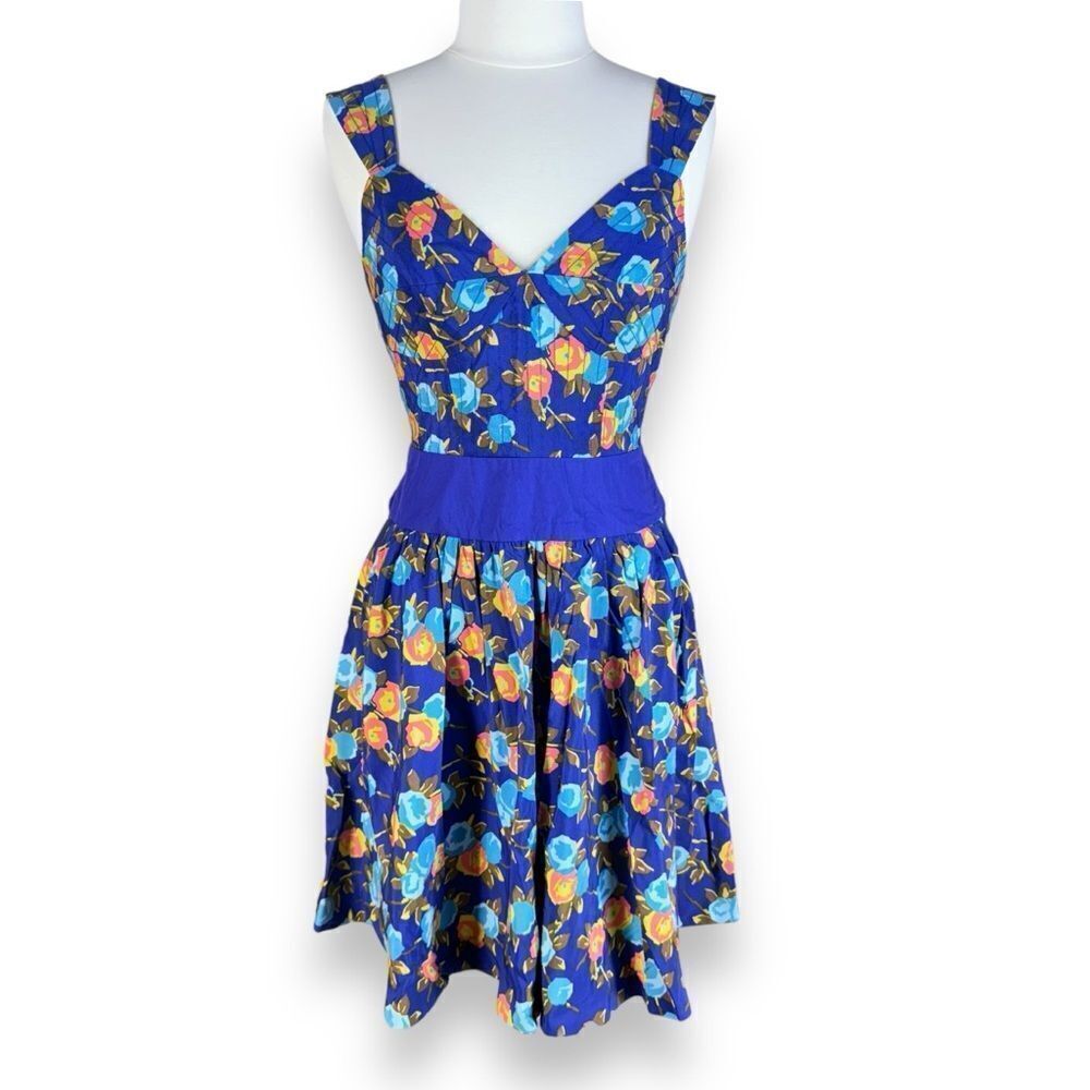 Plenty Tracy Reese Floral Silk Cotton Midi Dress Retro Fit & Flare 6 Altered